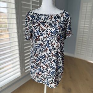 LOFT Floral Short Sleeve Blouse Size Medium